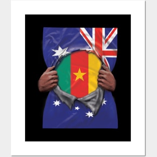 Cameroon Flag Australian Flag Ripped - Gift for Cameroonian From Cameroon Posters and Art